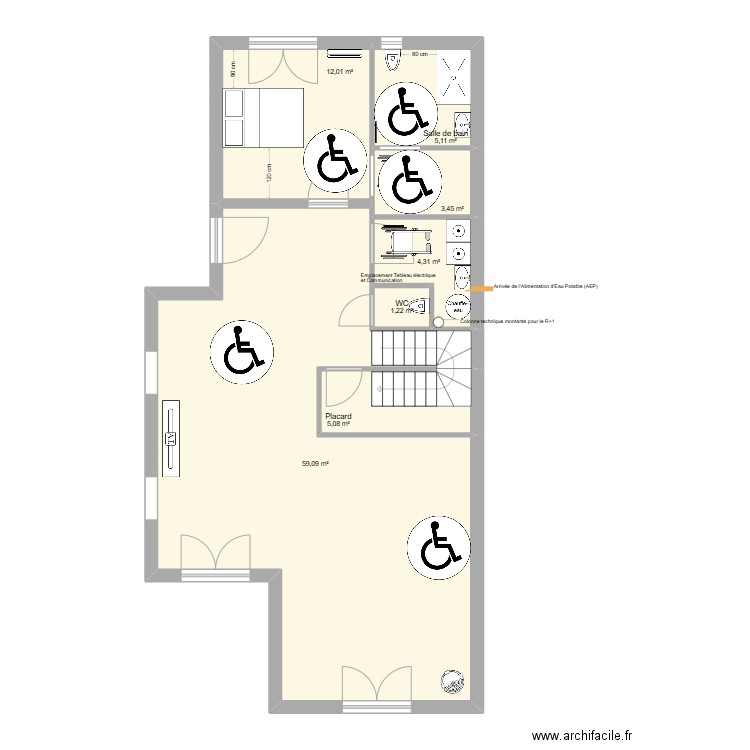 Immoka Lgt 1. Plan de 7 pièces et 90 m2