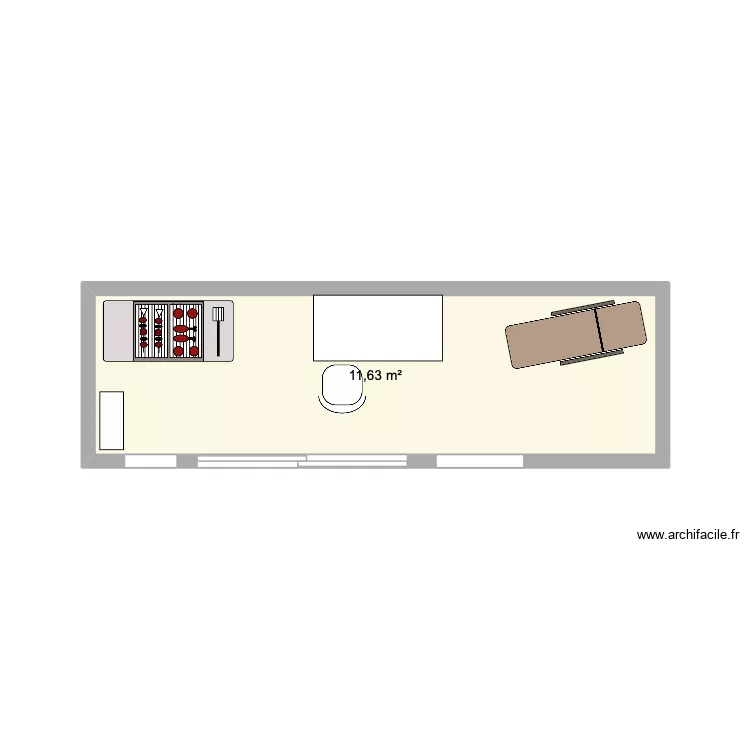 Condo Claude patio. Plan de 1  et 12 m²