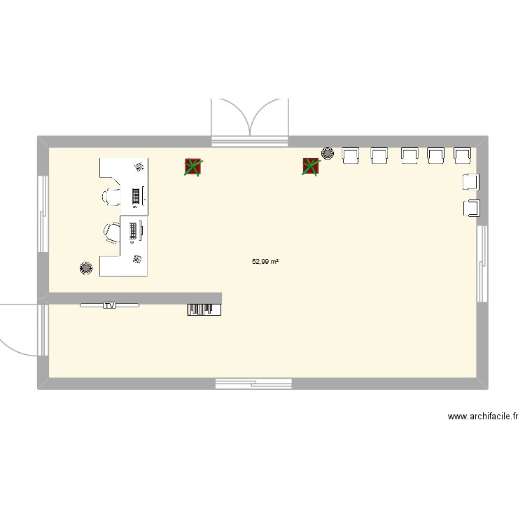 espace accueil. Plan de 1 pièce et 53 m2