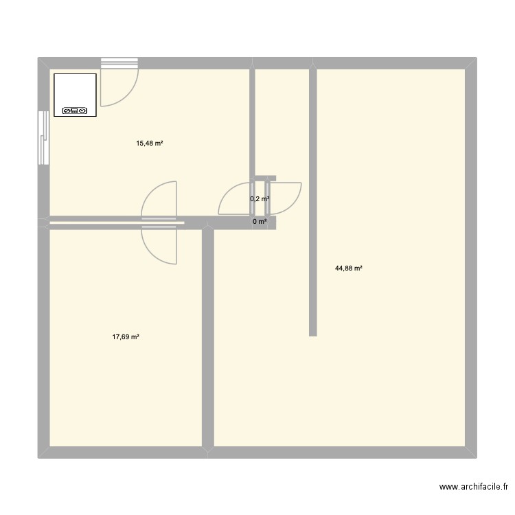 Atelier. Plan de 5 pièces et 78 m2