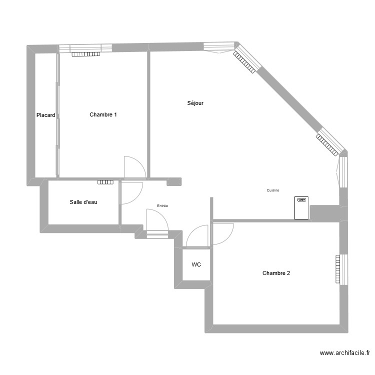 Tarlet 60 non meublé. Plan de 8 pièces et 63 m2