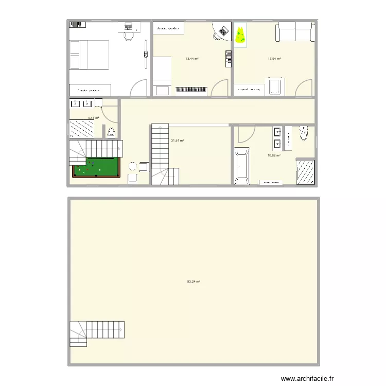 Etage 1 et 2. Plan de 6  et 167 m²