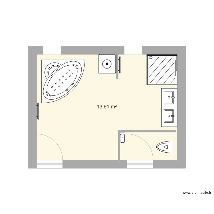 sdb3. Plan de 1 pièce et 14 m2
