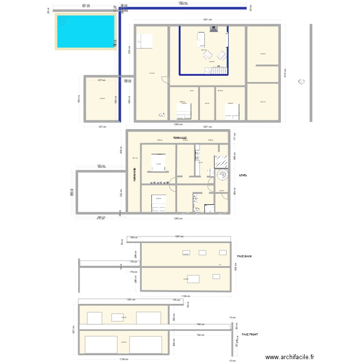 yahoue  1er etage. Plan de 19 pièces et 476 m2