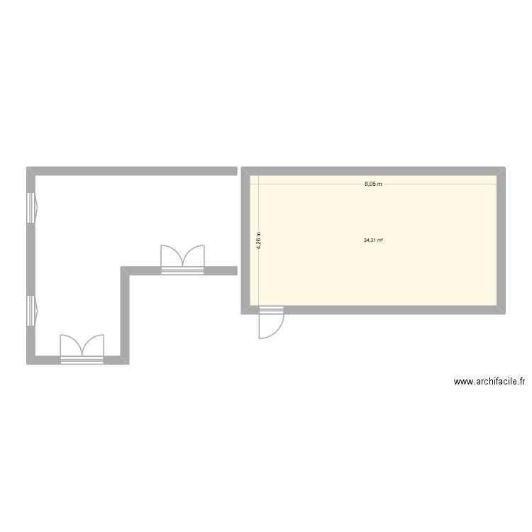 PORNIC. Plan de 1 pièce et 34 m2