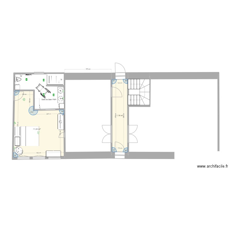 Espace Marine nuit + sdb. Plan de 0 pièce et 0 m2