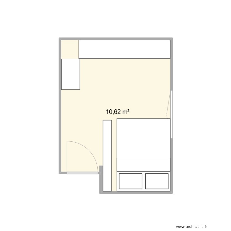 chambre. Plan de 1 pièce et 11 m2