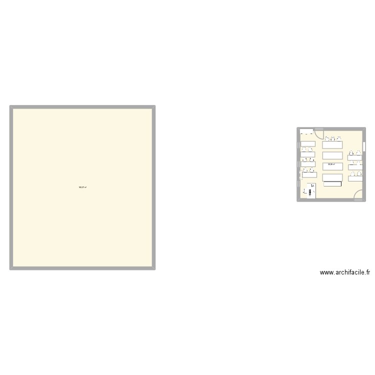 salle de classe. Plan de 2 pièces et 218 m2