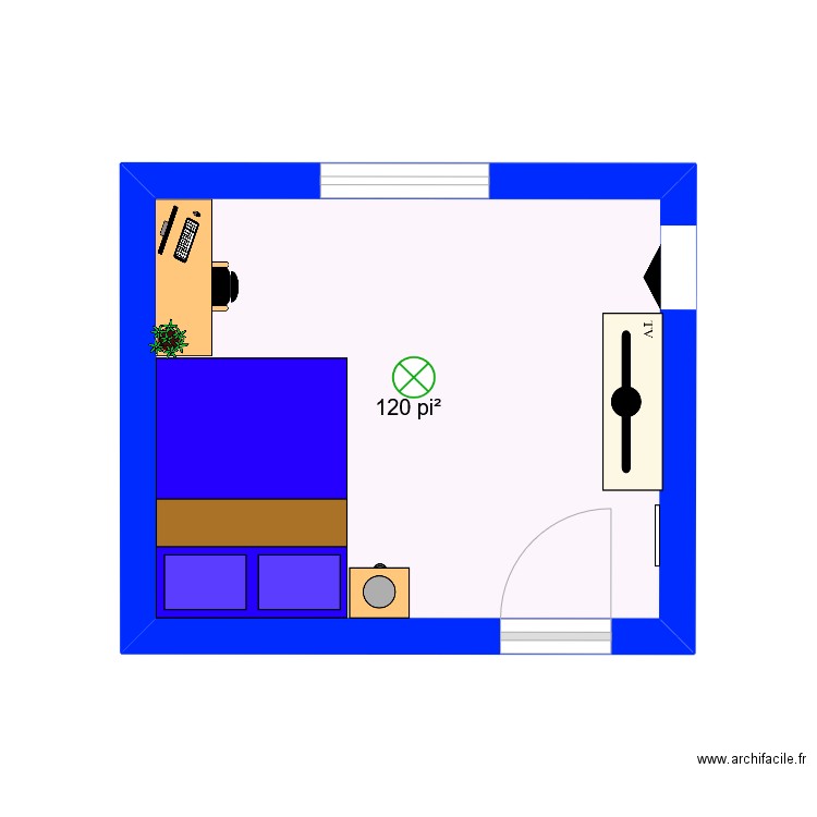 ma cchahahahambre. Plan de 1 pièce et 11 m2