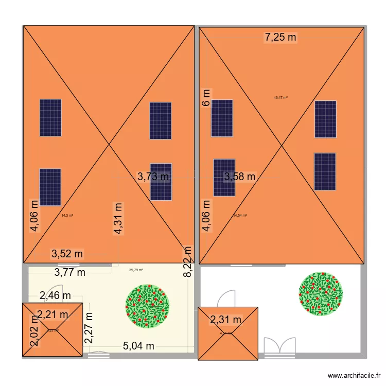 PLan future. Plan de 6  et 121 m²