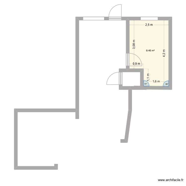 Plan de maison. Plan de 1  et 9 m²