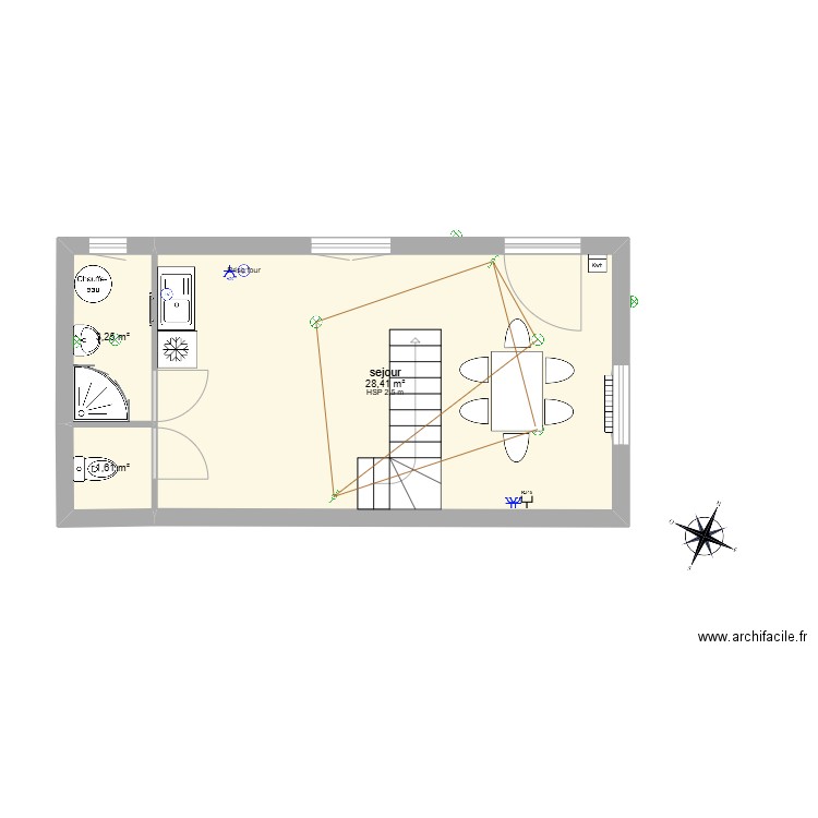 jj amiens. Plan de 3 pièces et 33 m2
