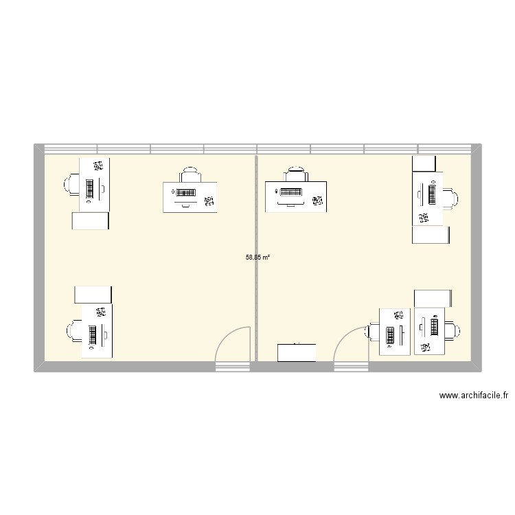 BUREAU S1.08 S1.09. Plan de 1 pièce et 59 m2