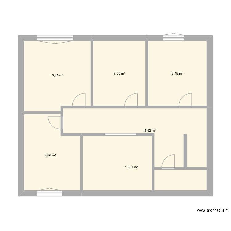 Maison. Plan de 6 pièces et 57 m2