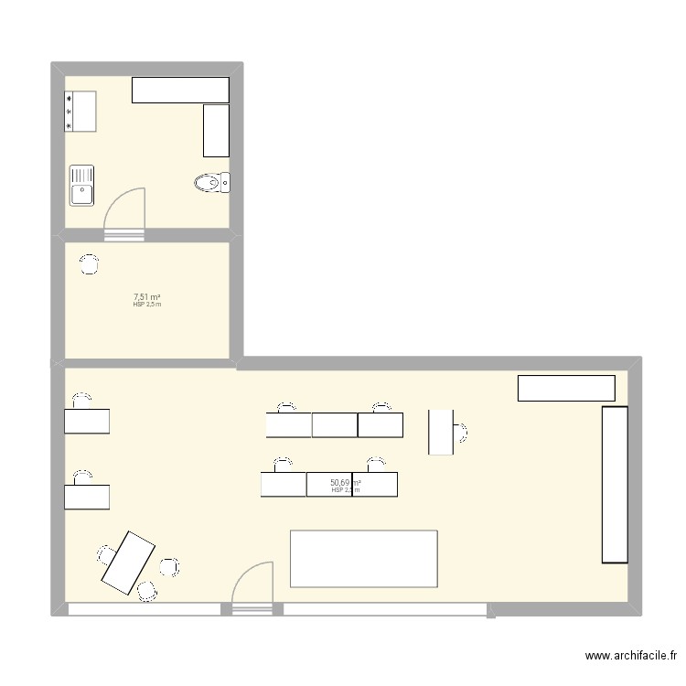 Madras. Plan de 3 pièces et 68 m2