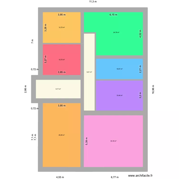 plan vide mur porteur. Plan de 9  et 154 m²