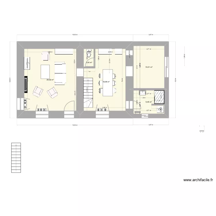 RDC projet 6. Plan de 9  et 130 m²