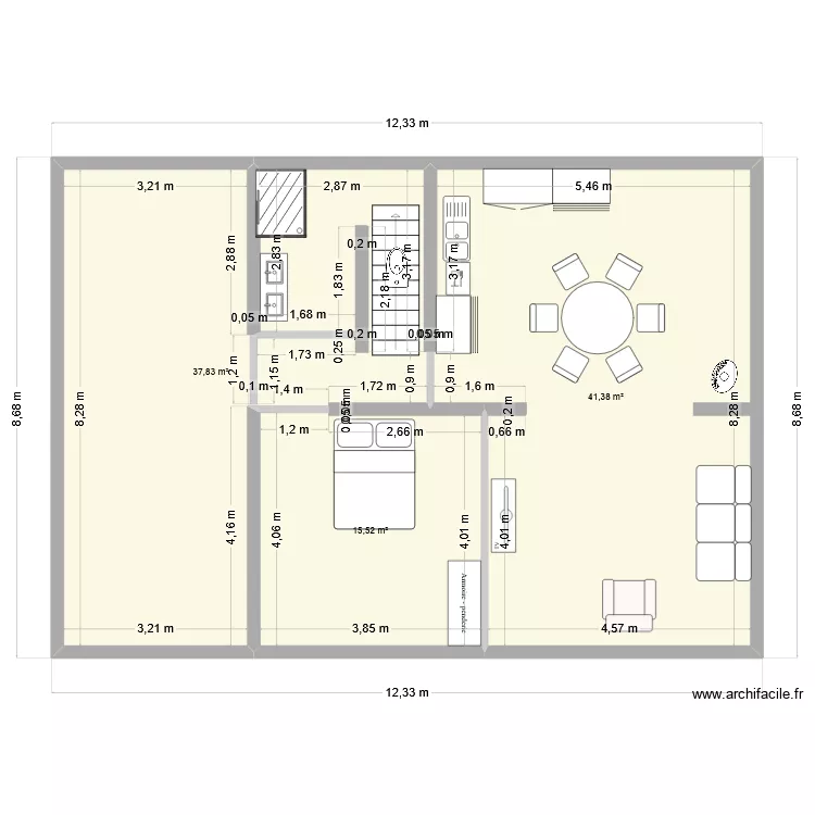 rdc actuel2026. Plan de 3 Pièces et 95 m²