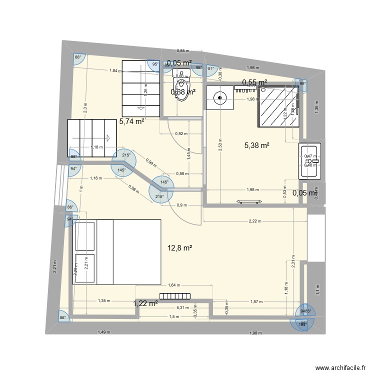 apppartement rdc cierp gaud n3. Plan de 8 pièces et 27 m2