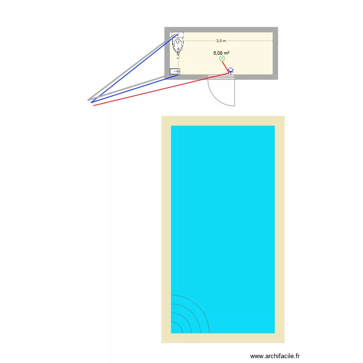Pool House et Piscine. Plan de 1 et 5 m² Pool House et Piscine. Plan de 1 et 5 m²