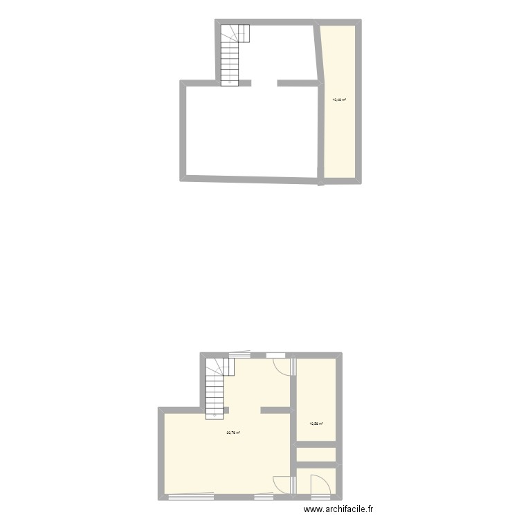 maison VO. Plan de 3 pièces et 52 m2