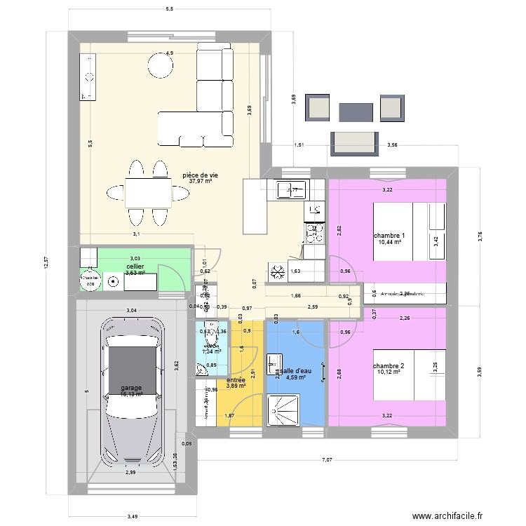 PLAN BATI 3J modifié 2. Plan de 8 pièces et 87 m2