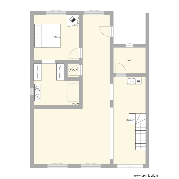 paulhan. Plan de 5 pièces et 85 m2