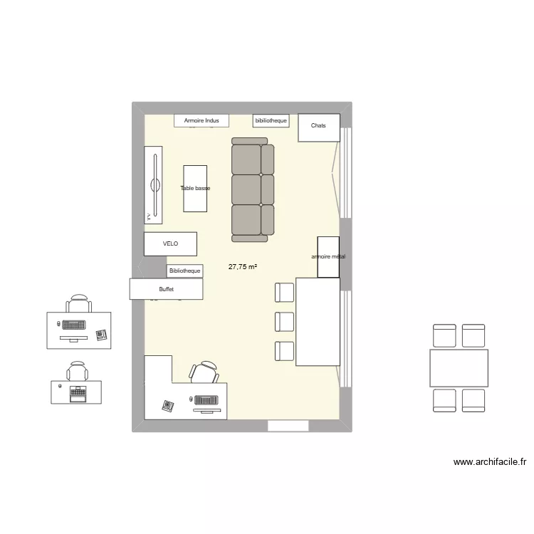 SALLE AMIRAL. Plan de 1 Pièce et 28 m²