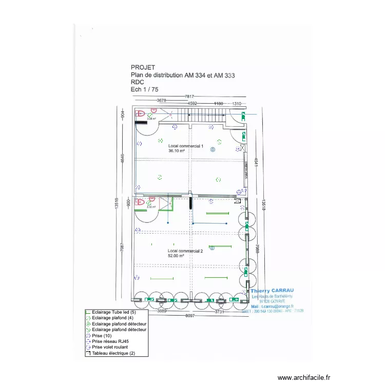Plan RDC Maison Pointe &agrave; Pitre. Plan de 