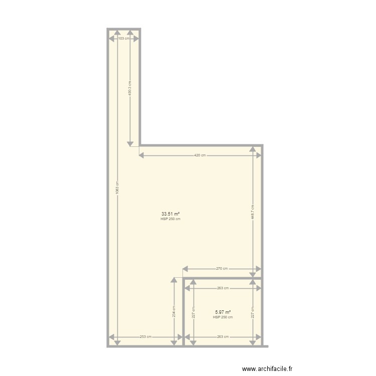 BRETHENOUX. Plan de 2 pièces et 39 m2