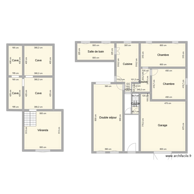 Dethier. Plan de 13 pièces et 222 m2