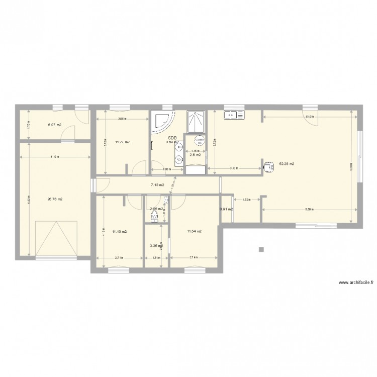 plan Nael et Laura avec cotation interieur. Plan de 0 pièce et 0 m2