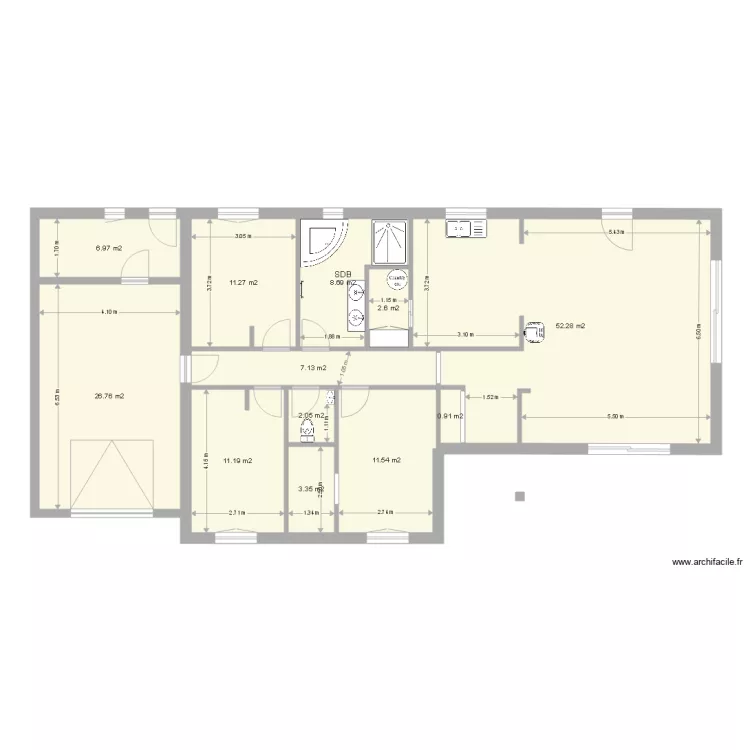 plan Nael et Laura avec cotation interieur. Plan de 