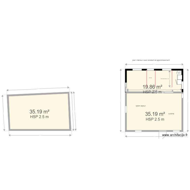 PLAN RANDISSEMENT ET EXISTANT PROJET. Plan de 0 pièce et 0 m2