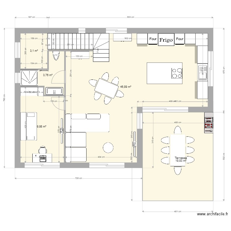 Etage Maison Bandol Manue. Plan de 5 pièces et 84 m2