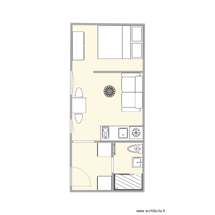 BAC 3. Plan de 2 pièces et 20 m2