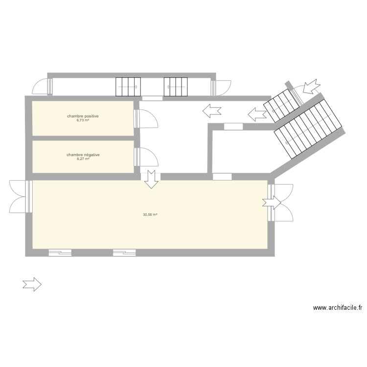 Cuisine Cabaresto. Plan de 3 pièces et 44 m2