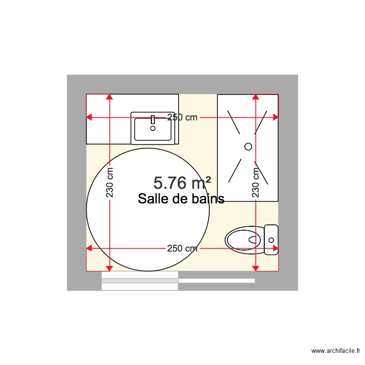 SALLE DE BAINS NIVEAU 1. Plan de 0 pièce et 0 m2