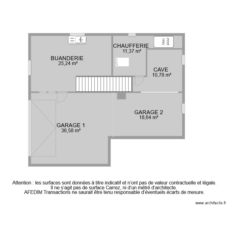 B 6743 SOUS SOL. Plan de 7 pièces et 108 m2