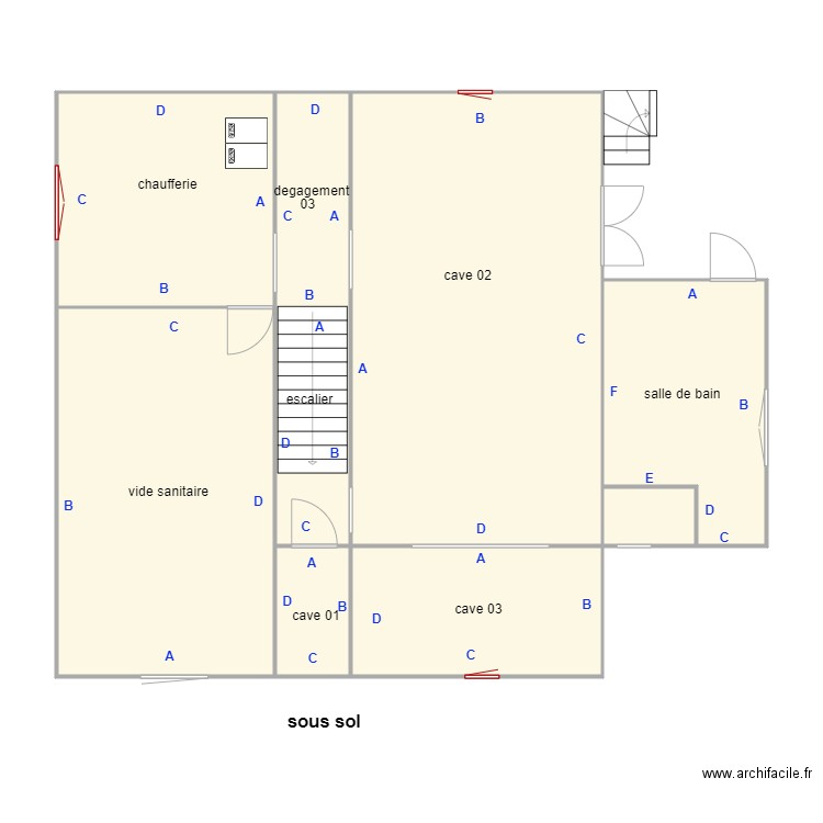 touchard 1021 ss sol PB. Plan de 8 pièces et 109 m2