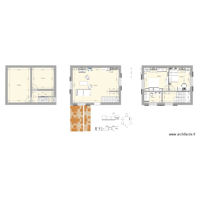 villa Lili rdc et étage. Plan de 12 pièces et 110 m2