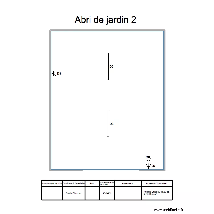Abri de jardin 2. Plan de 