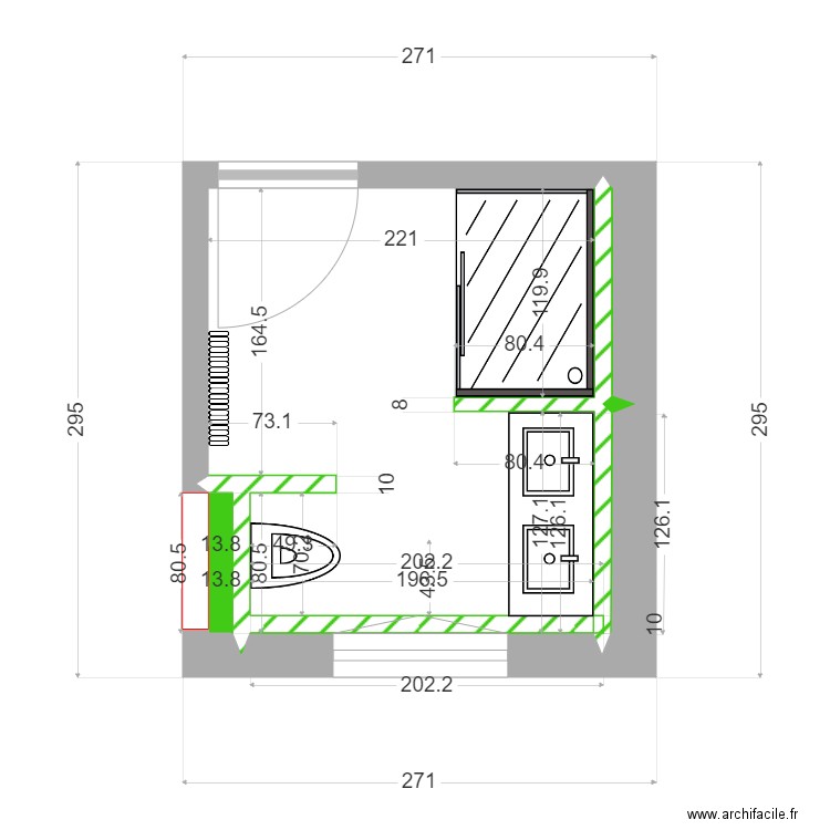 SOOSAIPILAI SDB. Plan de 3 pièces et 5 m2