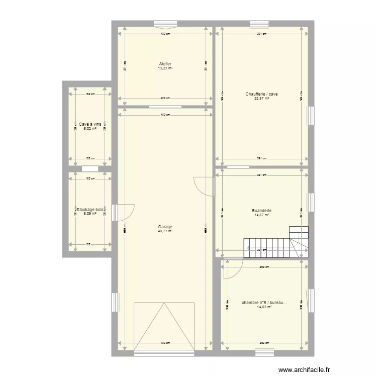 Maison R sous sol. Plan de 