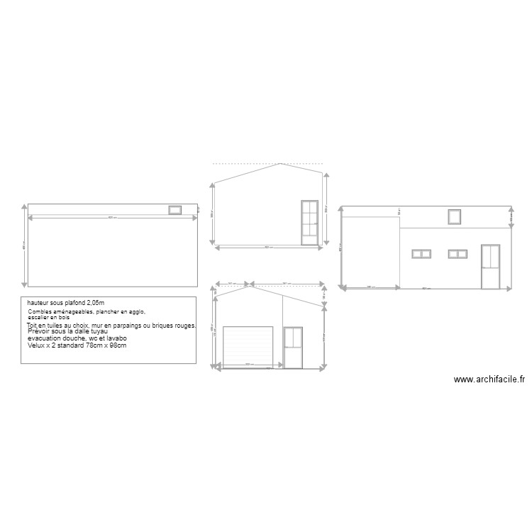 façade garage. Plan de 0 pièce et 0 m2