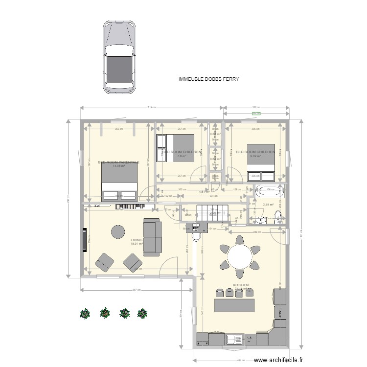 RDC KIKA ILOT CENTRAL. Plan de 10 pièces et 89 m2