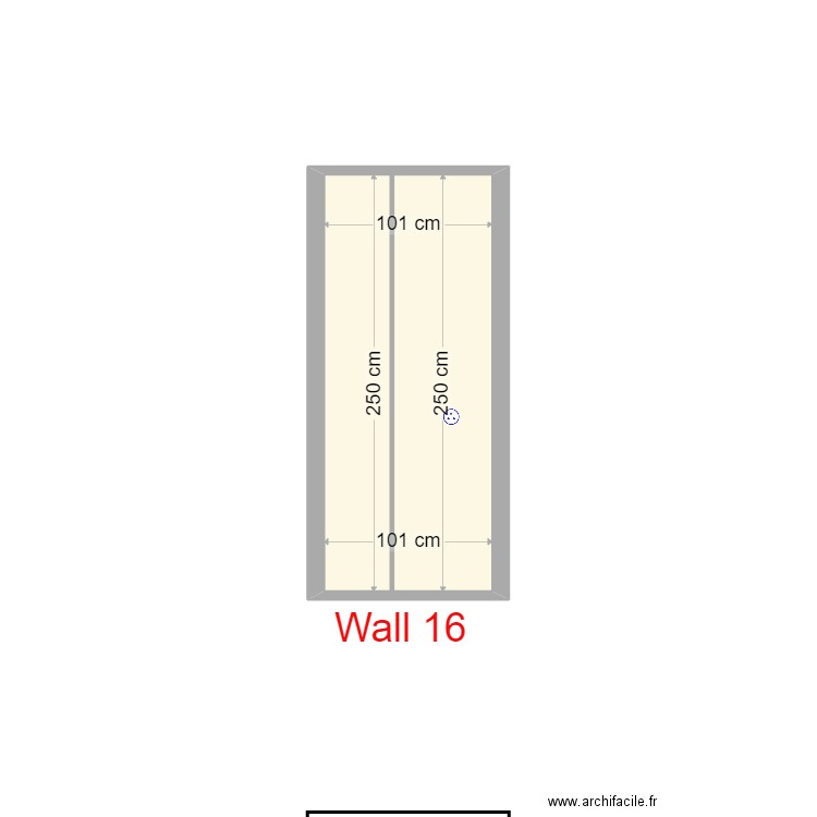 Wall 16. Plan de 1 pièce et 3 m2