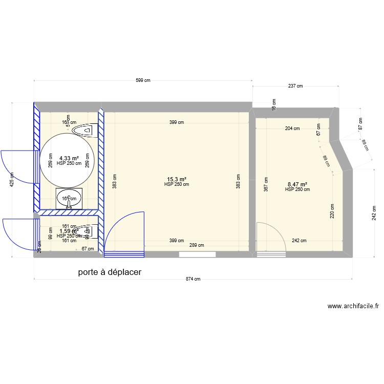 local cimetiere PMR. Plan de 4 pièces et 30 m2