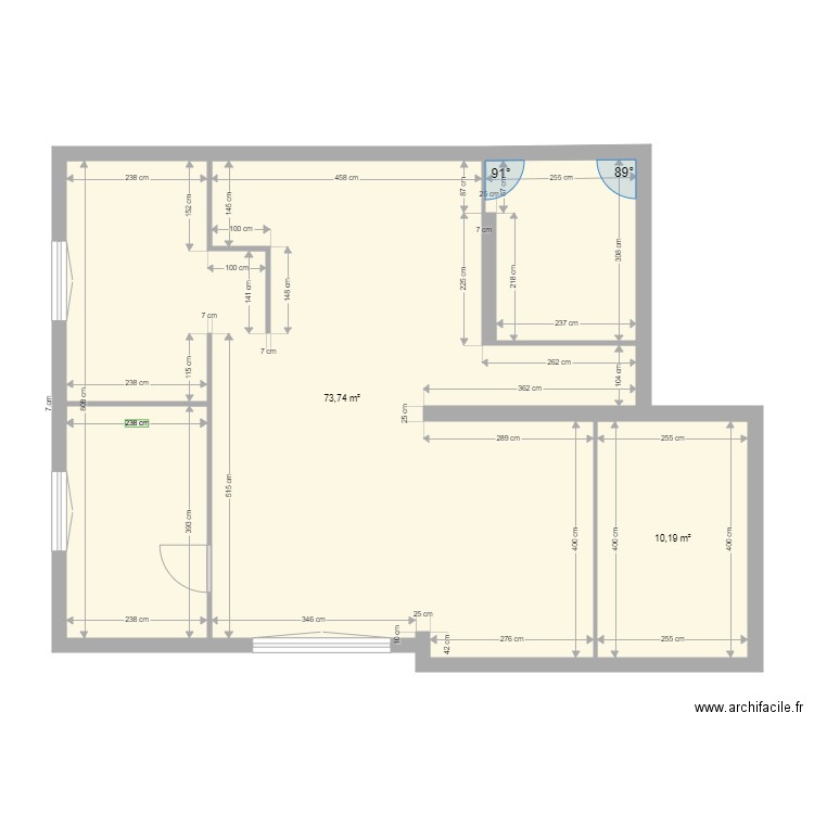 joeuf original. Plan de 2 pièces et 84 m2