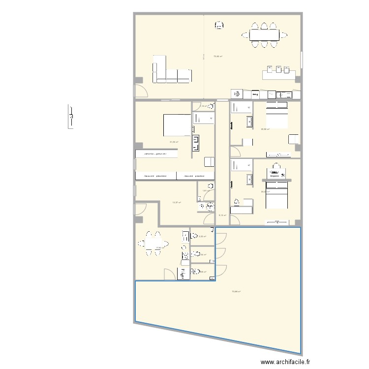 liffol etage projet1. Plan de 13 pièces et 273 m2